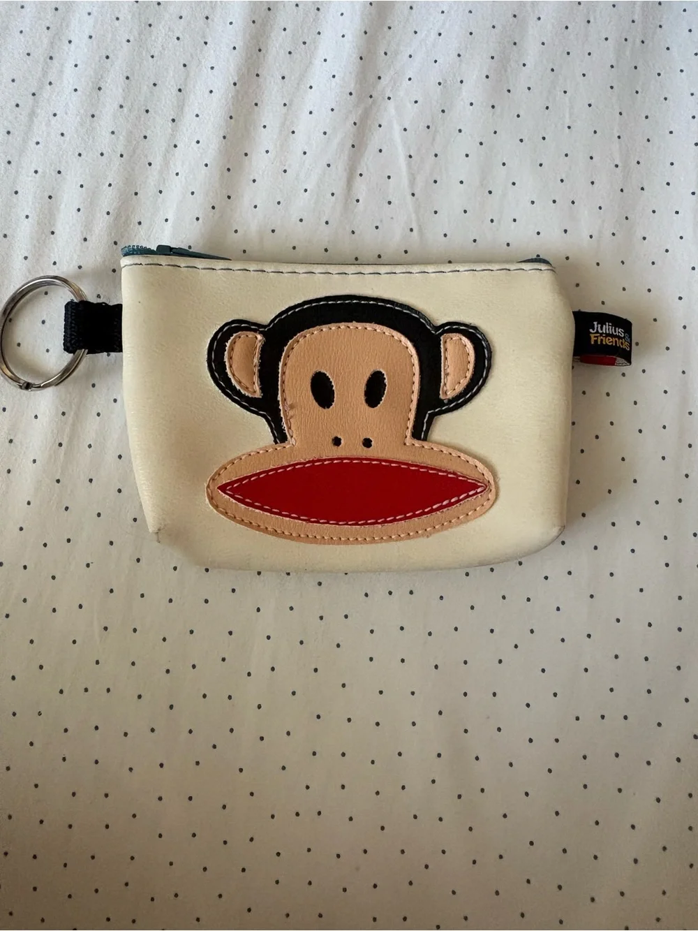 Paul Frank Kids Cream Coin Purse with Red Mouth Accent